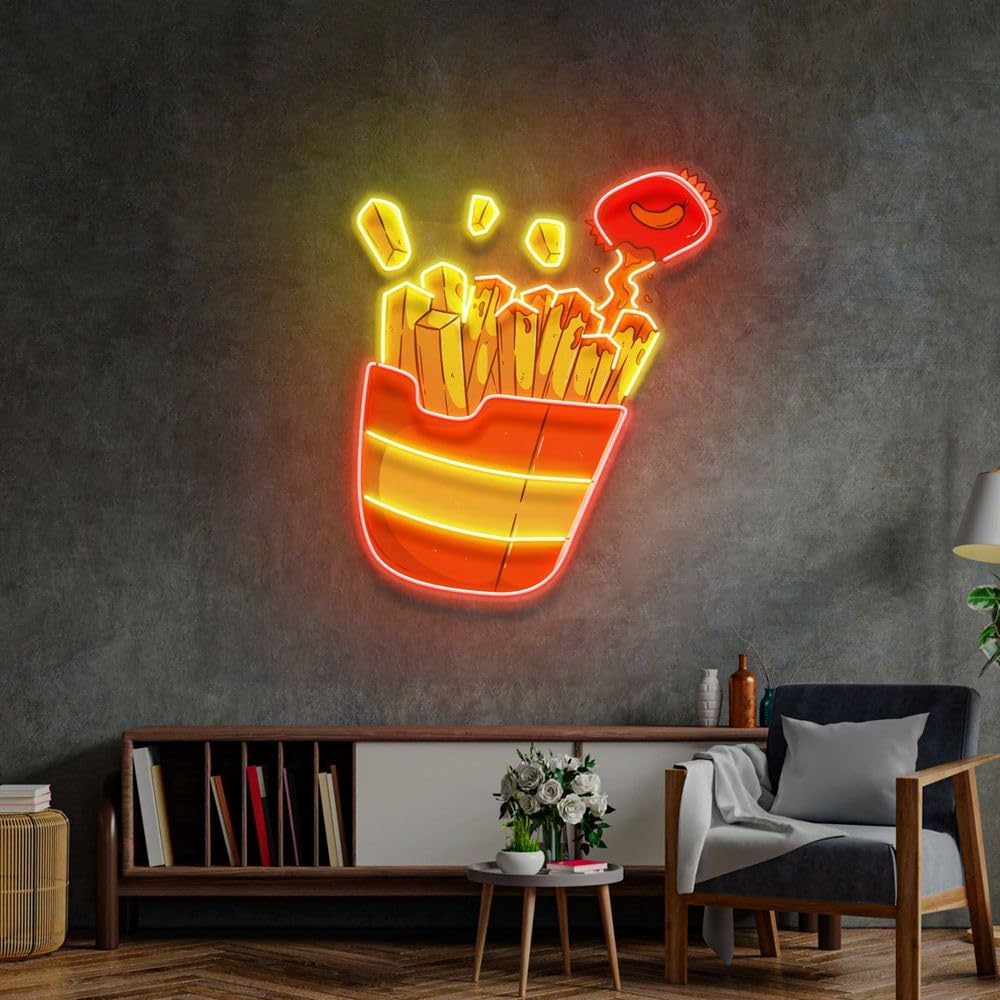 Commercial Kitchen Light - Custom French Fries Neon Sign For