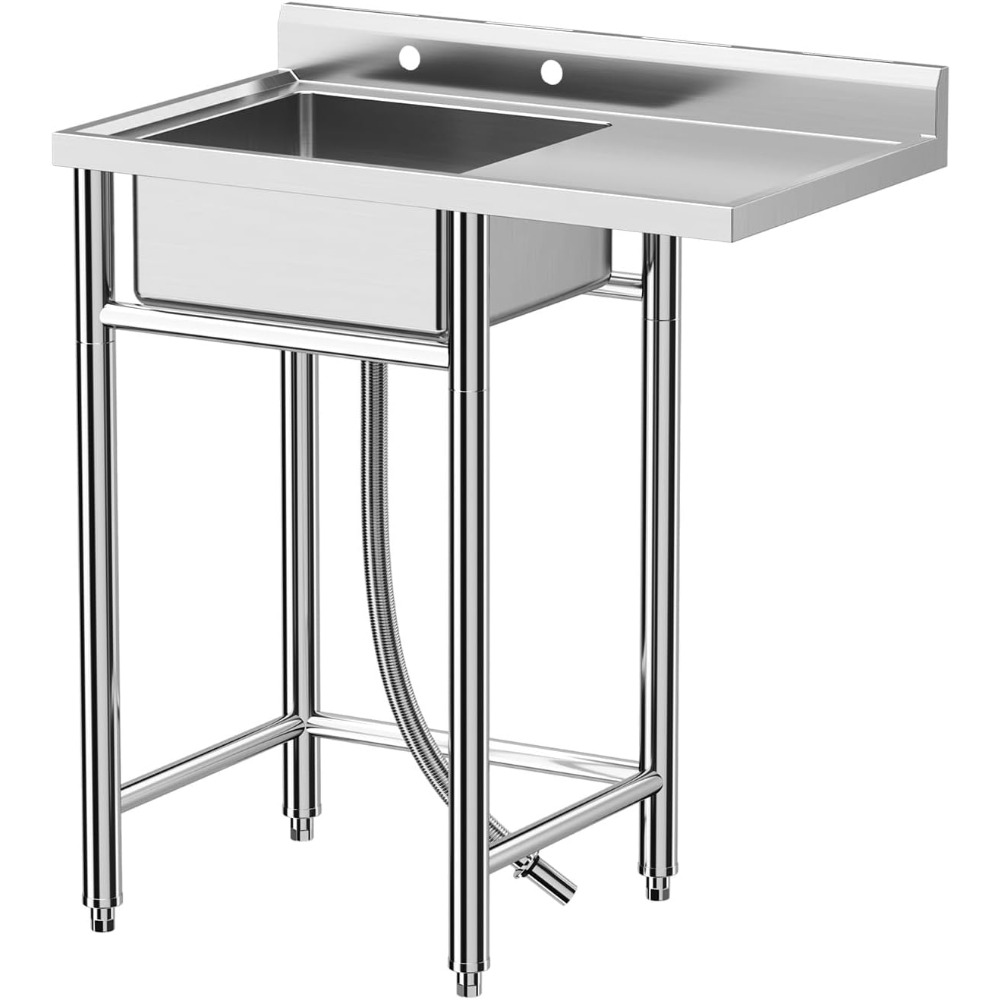 Commercial Kitchen Worktops - Stainless Steel Sink, 36x21x40 In Freestanding
