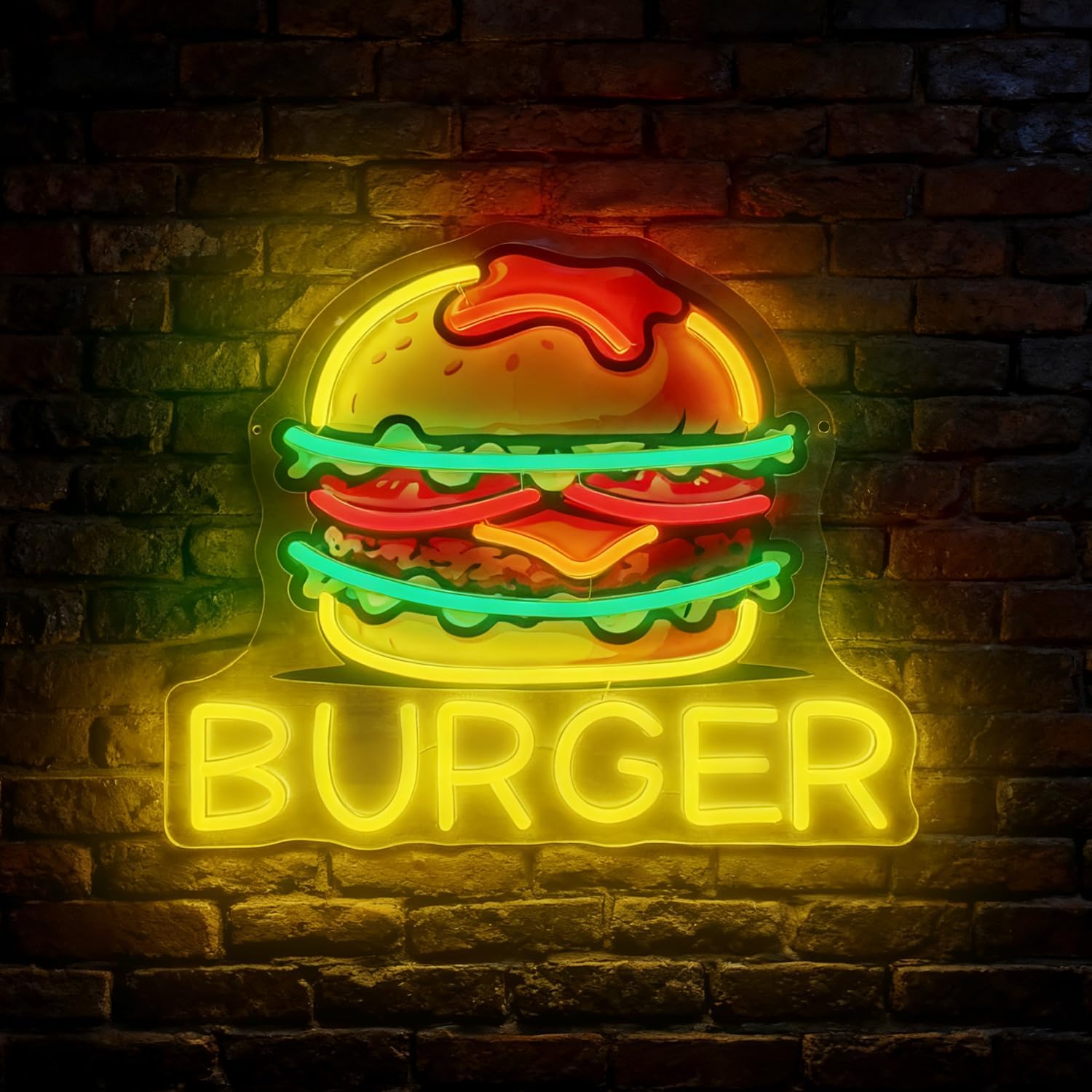 Burger Neon Sign, LED Hamburge - Commercial Kitchen Walls review and price