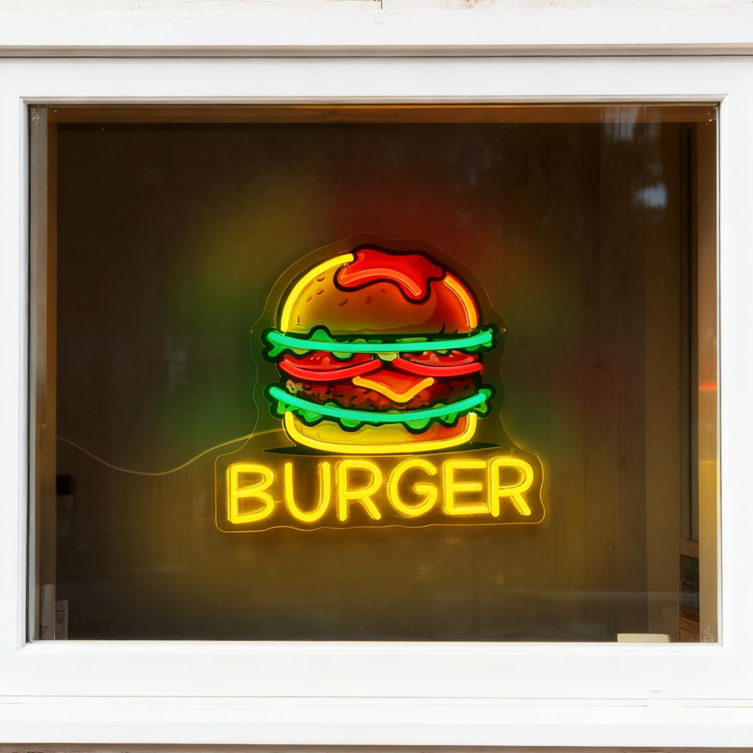 Burger Neon Sign, LED Hamburge - Commercial Kitchen Walls review and price
