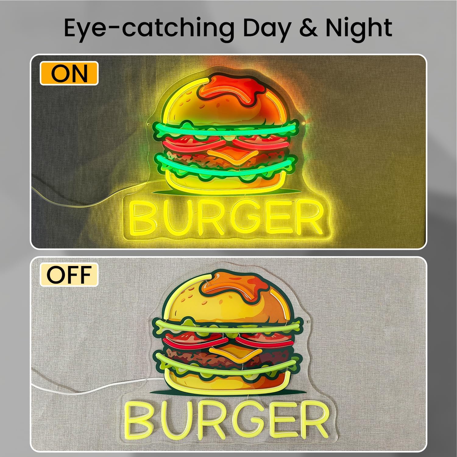 Burger Neon Sign, LED Hamburge - Commercial Kitchen Walls review and price