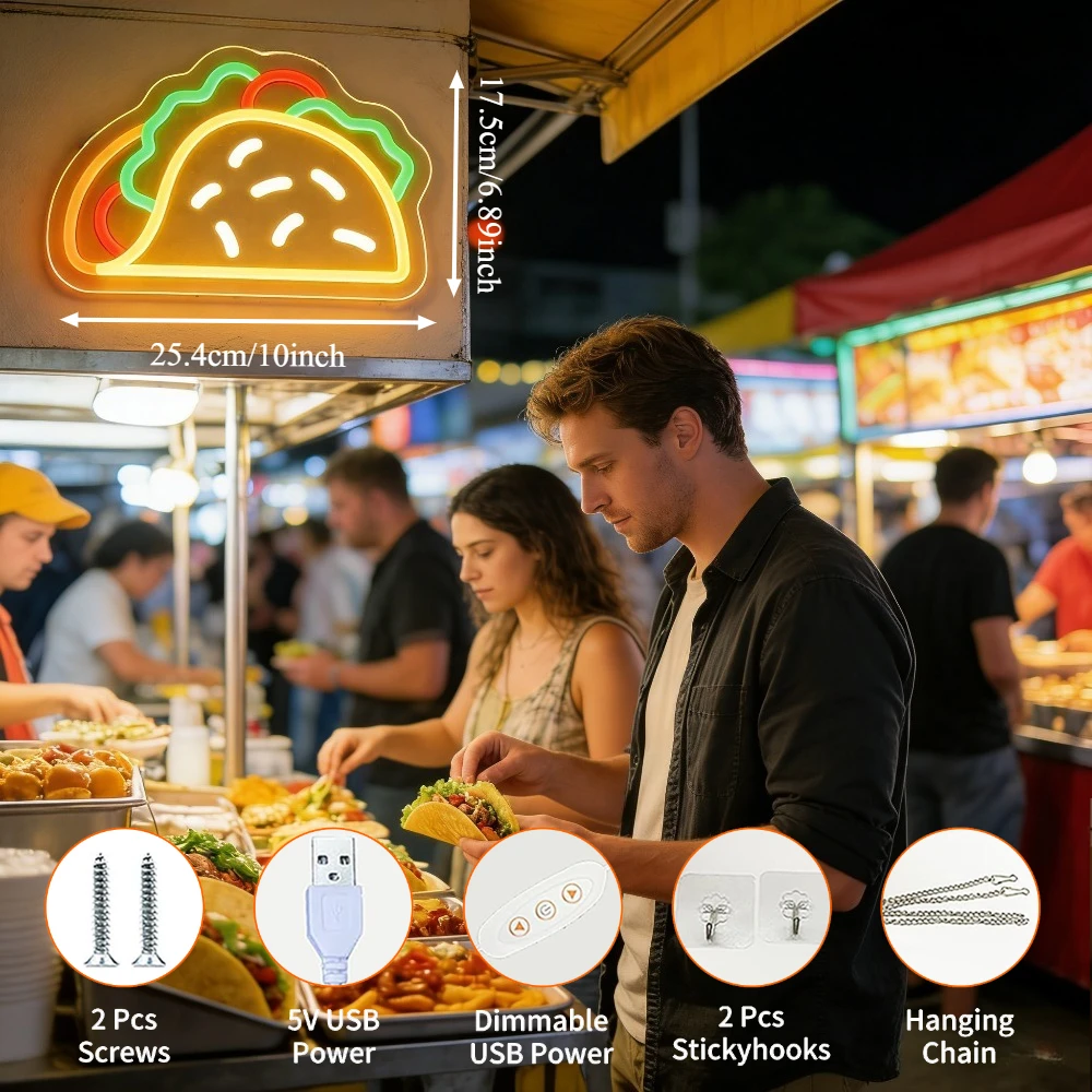 Taco Neon Sign LED USB Dimmabl - Commercial Kitchen Light review and price