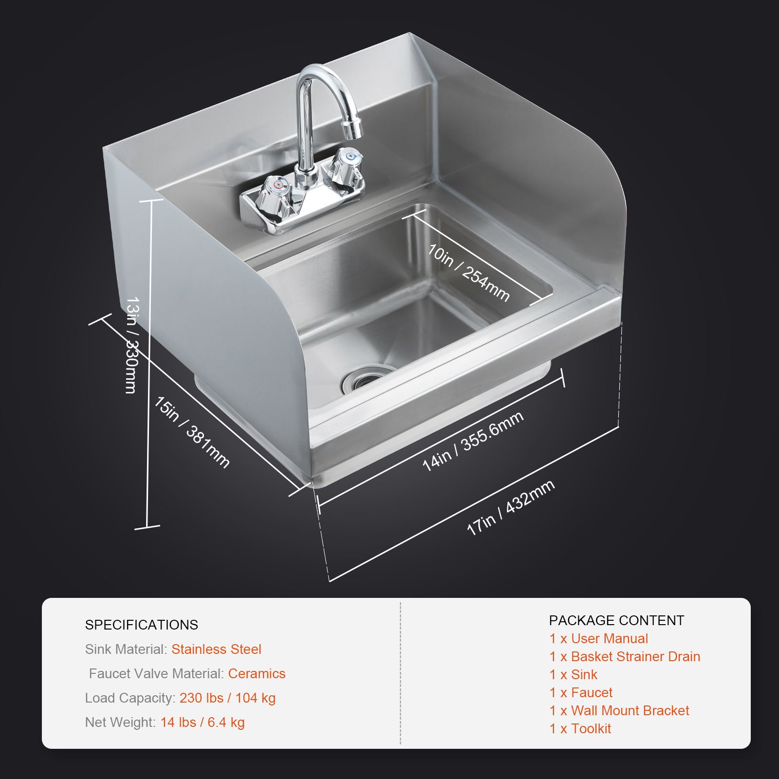 Commercial Hand Sink with Fauc - Commercial Kitchen Walls review and price