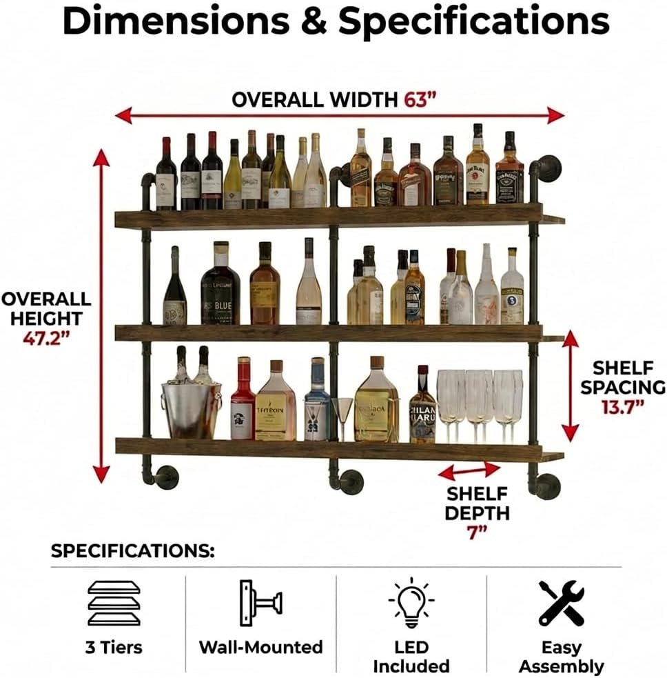 Wall Mounted Wine Rack With LE - Commercial Kitchen Rack review and price