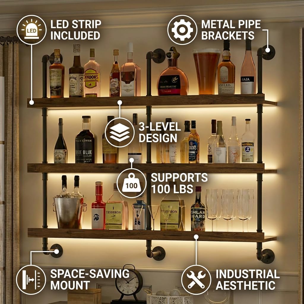 Wall Mounted Wine Rack With LE - Commercial Kitchen Rack review and price