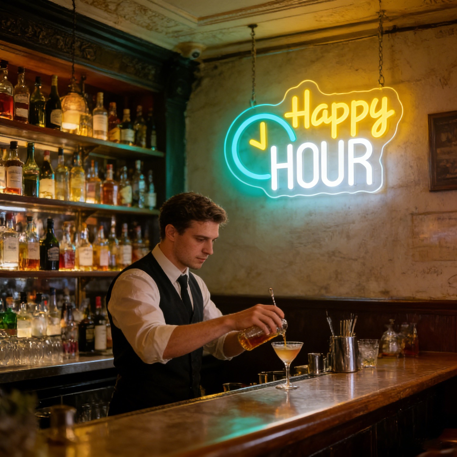 Happy HOUR Cloud Neon Sign wit - Commercial Kitchen Walls review and price