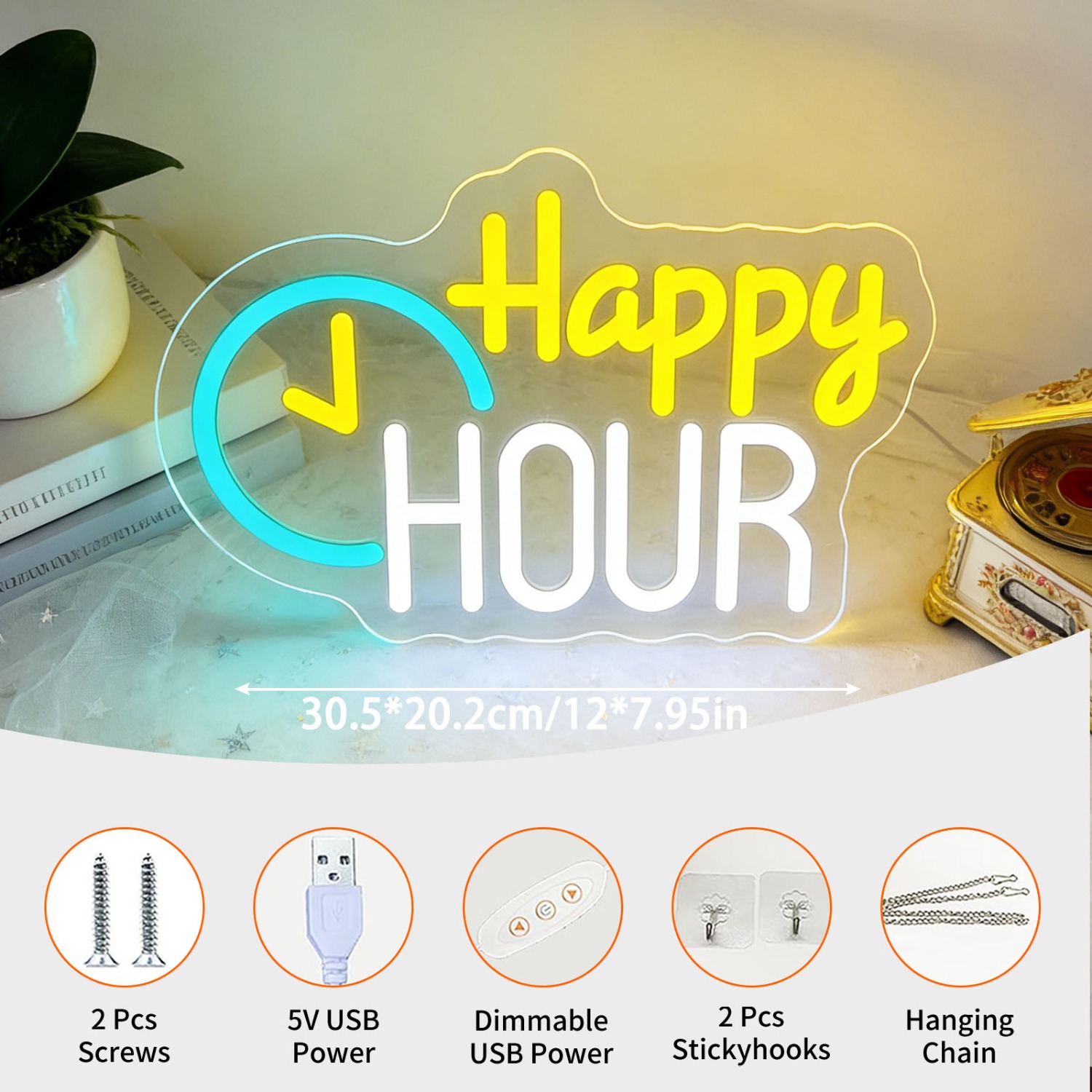 Happy HOUR Cloud Neon Sign wit - Commercial Kitchen Walls review and price